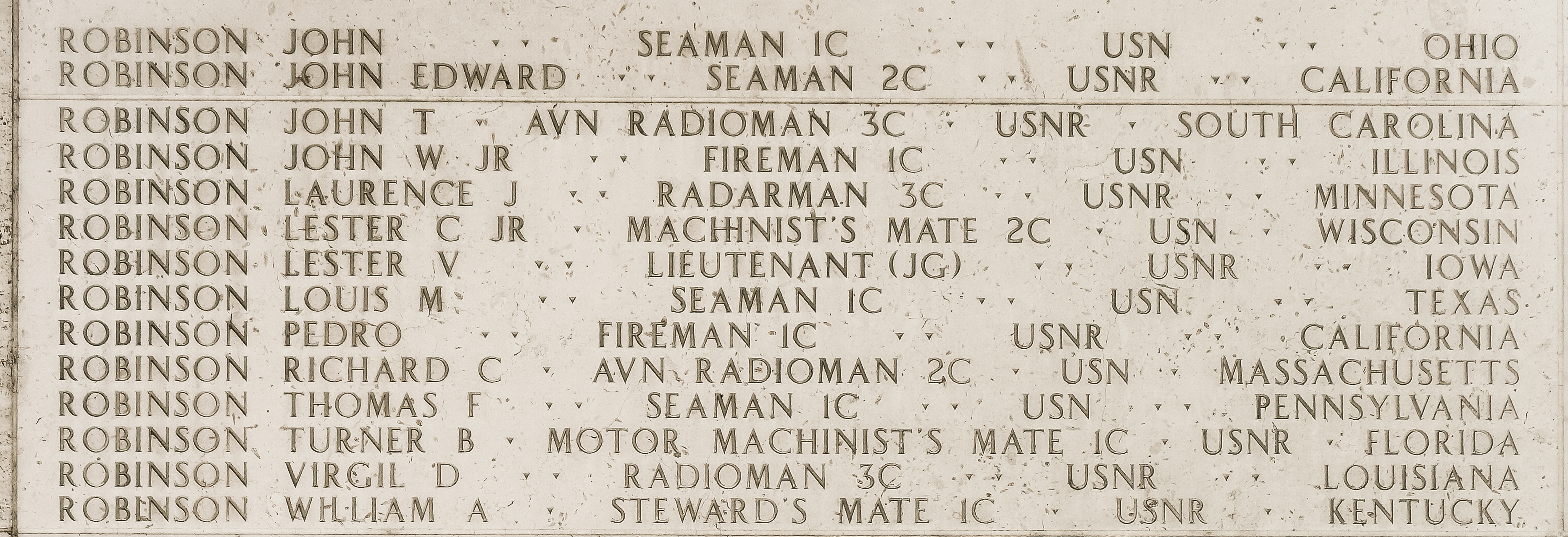 Virgil D. Robinson, Radioman Third Class